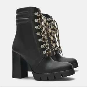 Zara Leather Heeled Ankle Boots